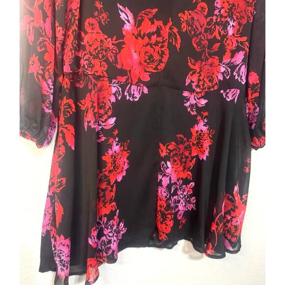 Harper 241 Floral Dress Black Red Large Womens Cocktail Party Cruise Church Chic - Picture 9 of 9
